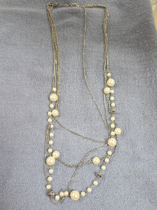 Jewelry - Vintage-Inspired Multi-Strand Pearl & Silver Color Necklace
